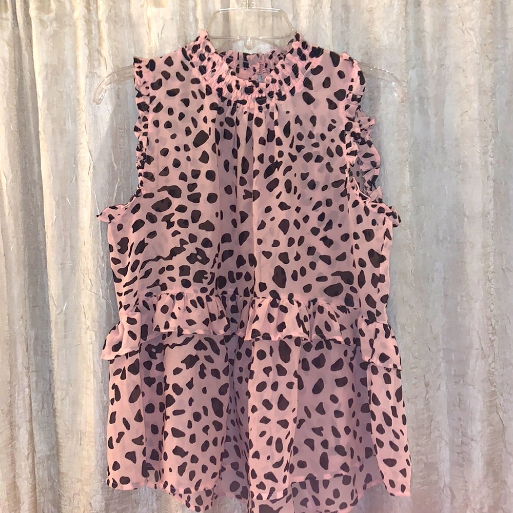 Live 4 Truth Pink & Black Animal Print Top Sz L
